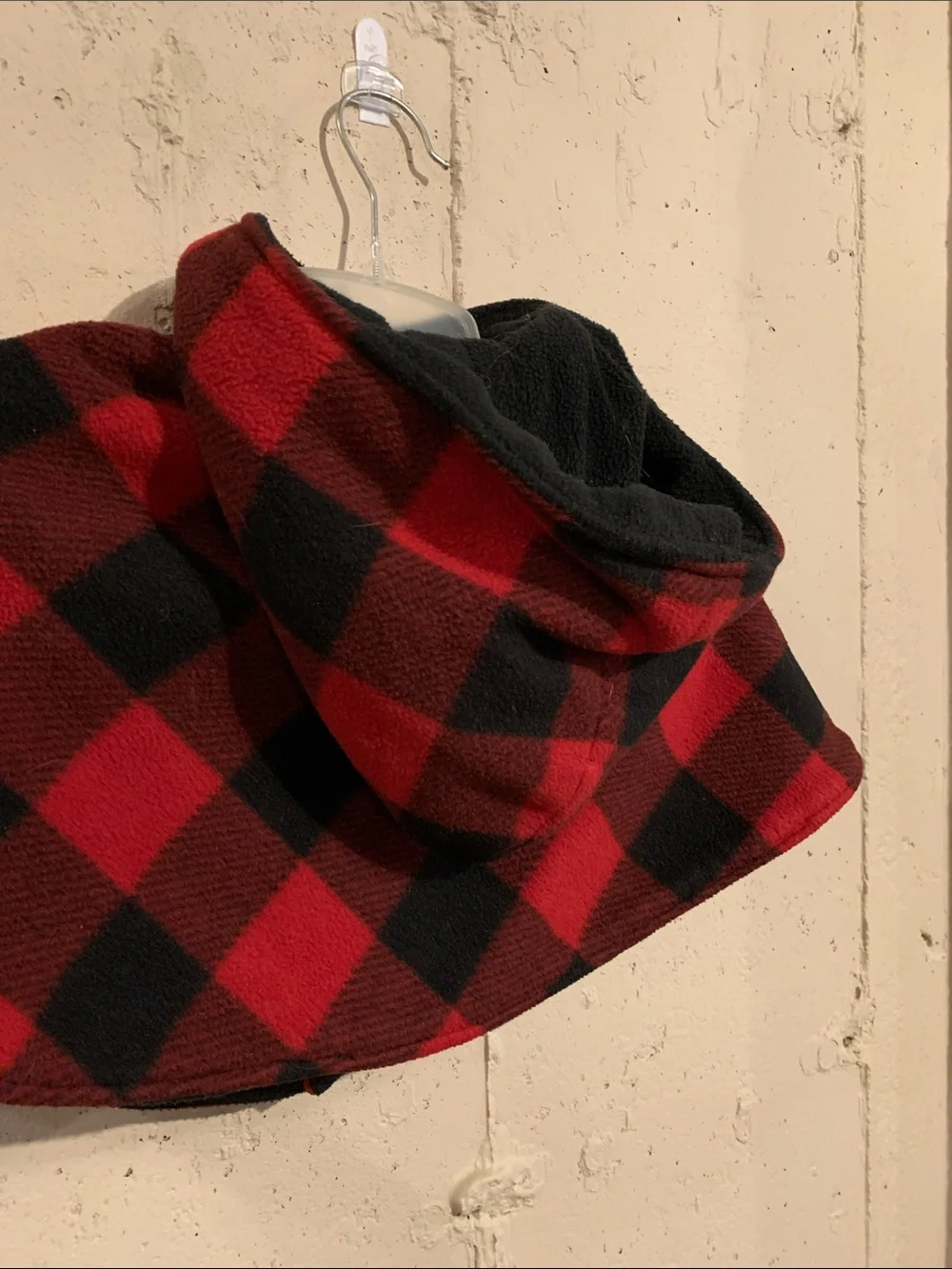 Kids Hooded Buffalo Plaid Cape in Red and Black